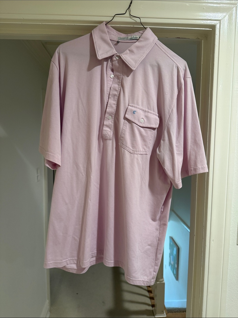 Criquet Men's Short-Sleeve Polo Shirt in Light Pink